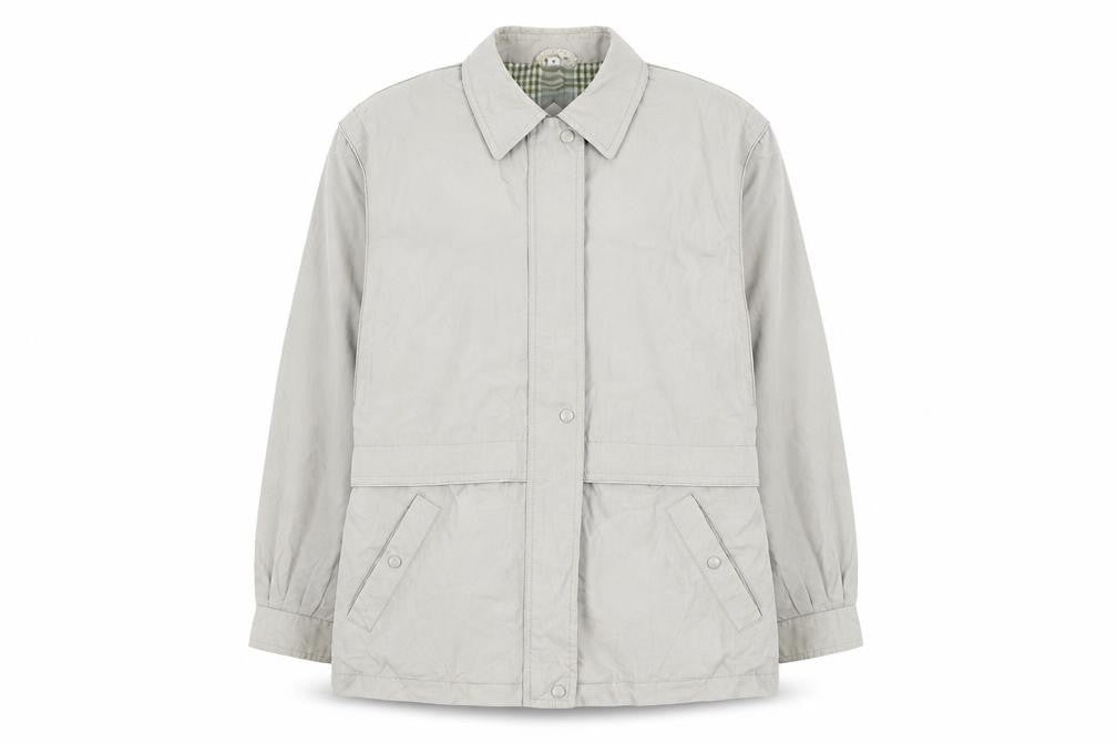 Front view of Telemac women’s beige rain coat coat, size UK 18, zip