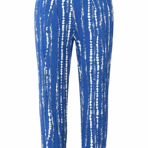 Marks and Spencer Womens Blue Striped Polyester Capri Leggings Size 6 L28 in