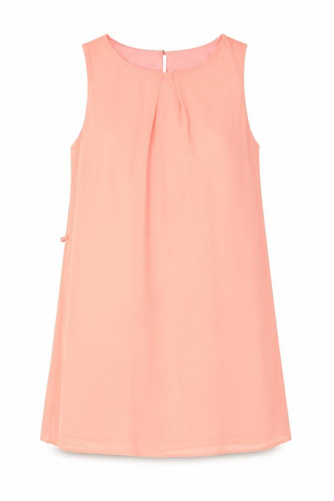 Front view of Primark women’s pink polyester a-line, size UK 12, round neck button