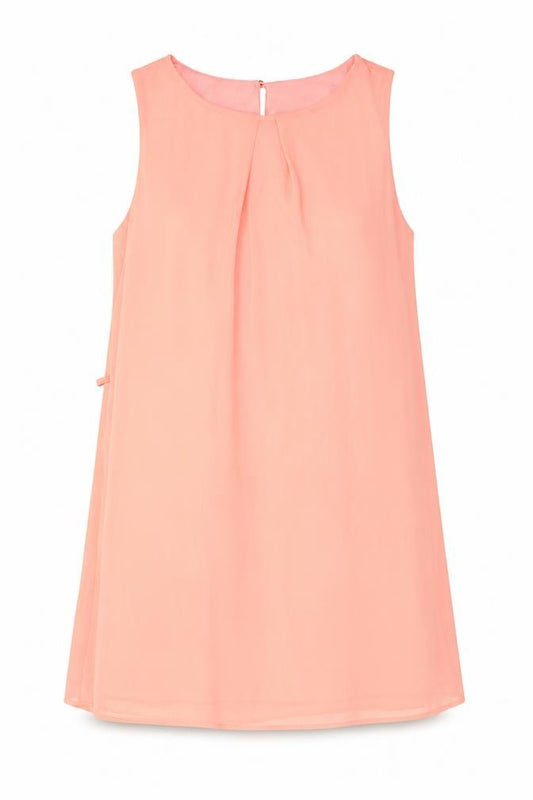 Front view of Primark women’s pink polyester a-line, size UK 12, round neck button