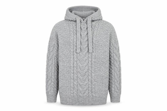 Front view of Falmer Heritage men’s grey round neck polyester jumper, size M