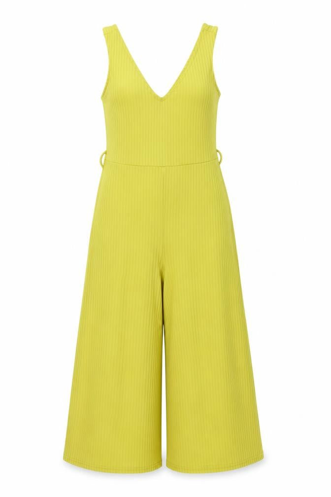 Front view of Select women’s green polyester jumpsuit one-piece, size UK 8, 20-inch leg pullover