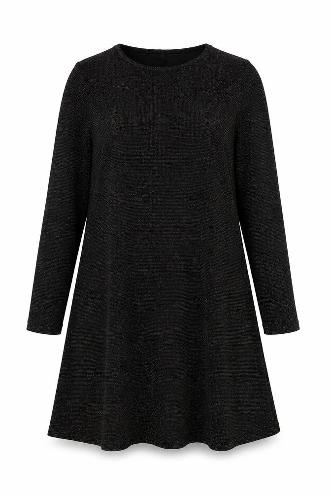 Front view of B.YOU women’s gold polyamide shift, size UK 16, round neck pullover