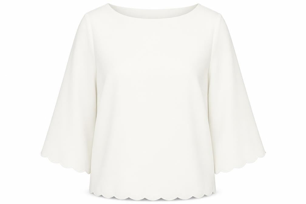 Front view of H&M women’s white polyester basic blouse, size UK 16, round neck
