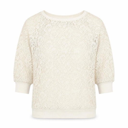 Front view of Next women’s beige round neck polyester jumper, size UK 8