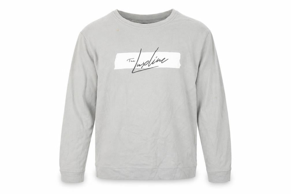 The Lux Line Mens Grey Cotton Pullover Sweatshirt Size L - The LuxLine