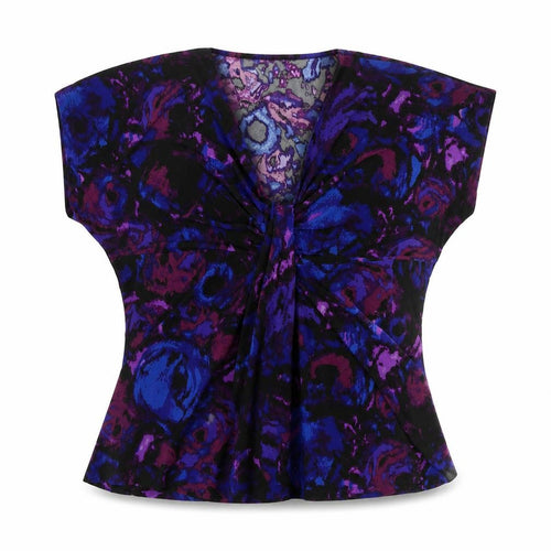 BEECHERS BROOK NEW YORK Womens Multicoloured Geometric Polyester Jersey T-Shirt Size L V-Neck