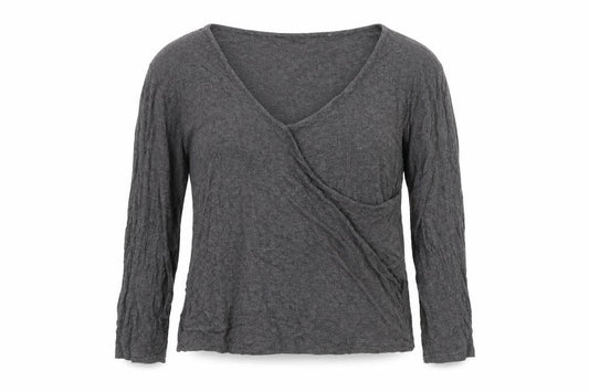 Front view of Primark women’s grey elastane basic t-shirt, size L, v-neck