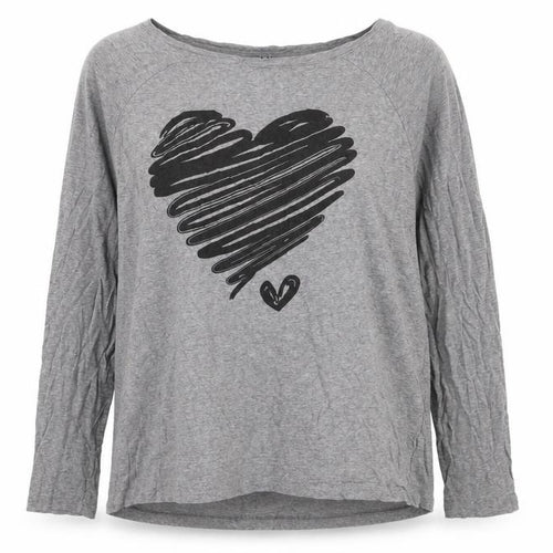 Rainbow Womens Grey Cotton Basic T-Shirt Size XL Round Neck - Love Heart Print