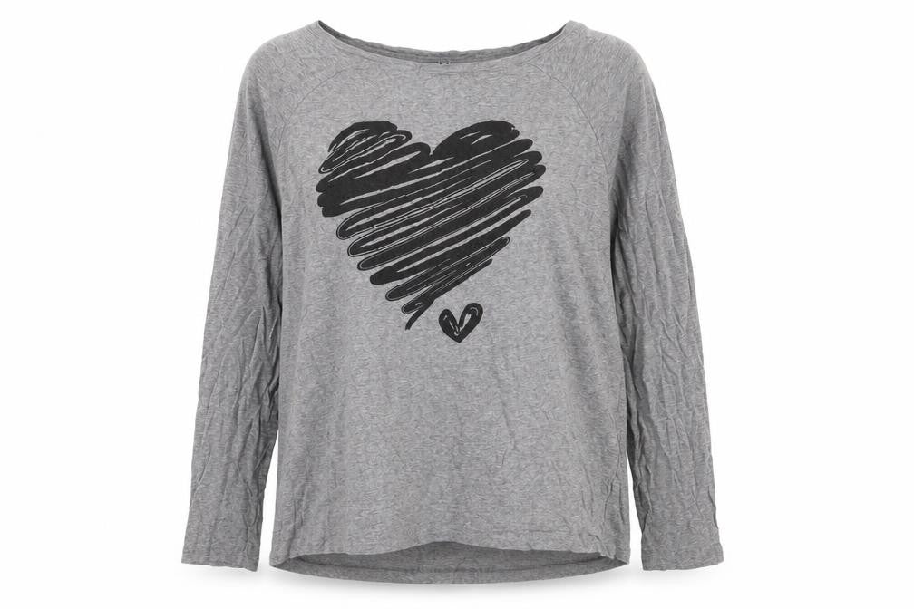Rainbow Womens Grey Cotton Basic T-Shirt Size XL Round Neck - Love Heart Print