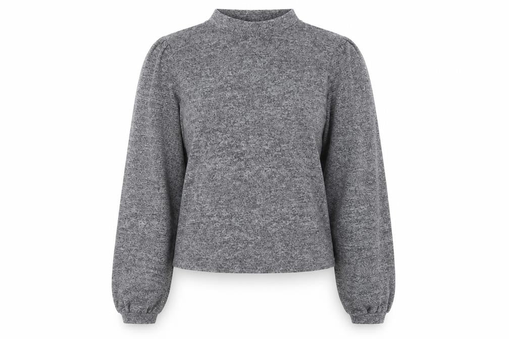 Front view of New Look women’s grey polyester pullover sweatshirt, size M, pullover