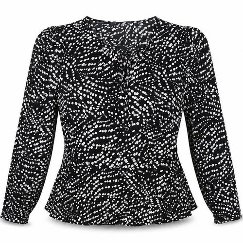Marks and Spencer Womens Black Polka Dot Viscose Wrap Blouse Size 10 V-Neck