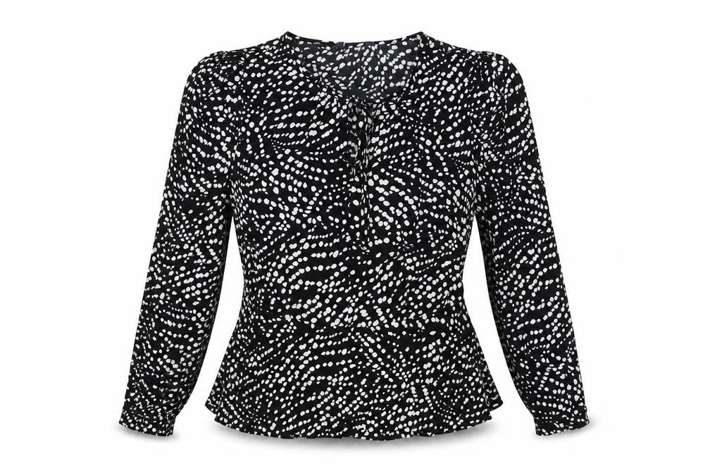 Marks and Spencer Womens Black Polka Dot Viscose Wrap Blouse Size 10 V-Neck