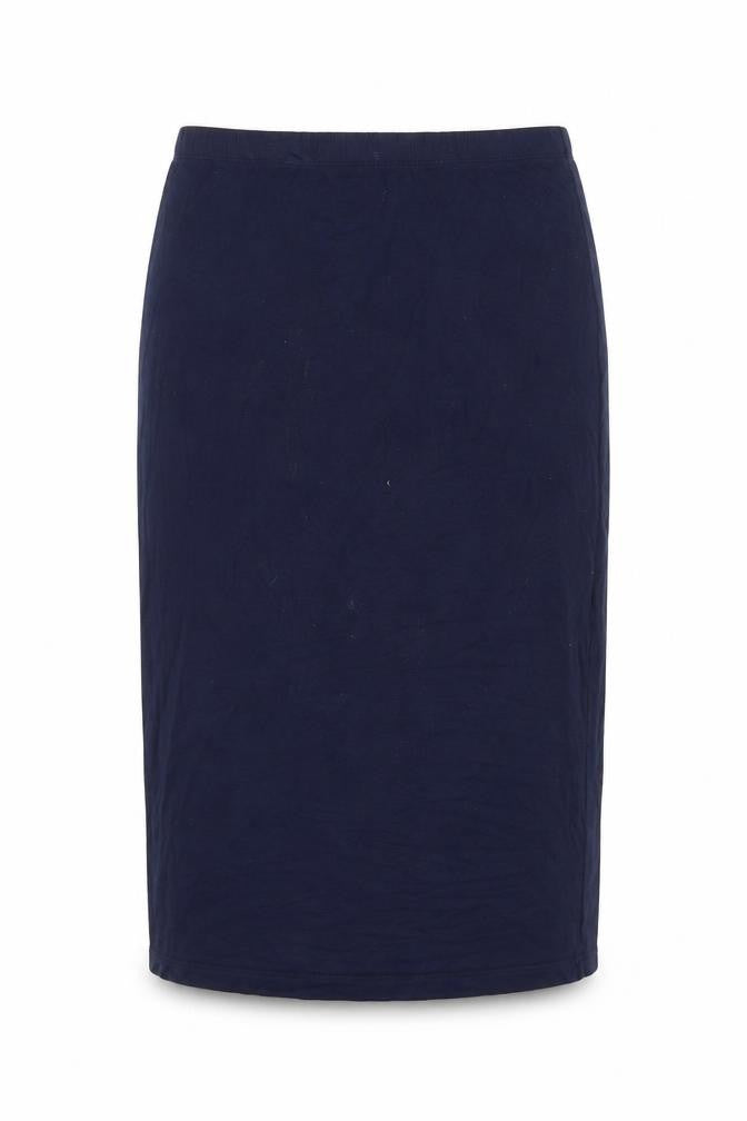 Front view of Capsule women’s blue polyester straight & pencil skirt, size UK 30, in
