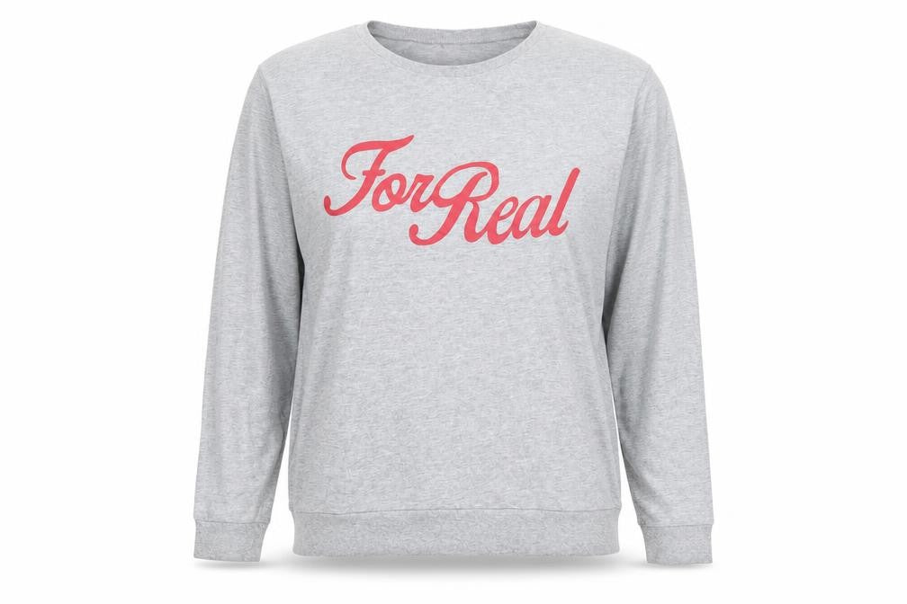Front view of H&M women’s grey cotton pullover sweatshirt, size S, pullover - for real