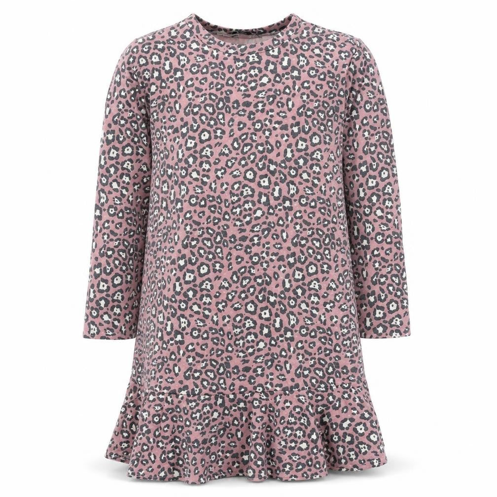 newloo Womens Pink Animal Print Polyester Jumper Dress Size 8 Round Neck Pullover - Leopard Print