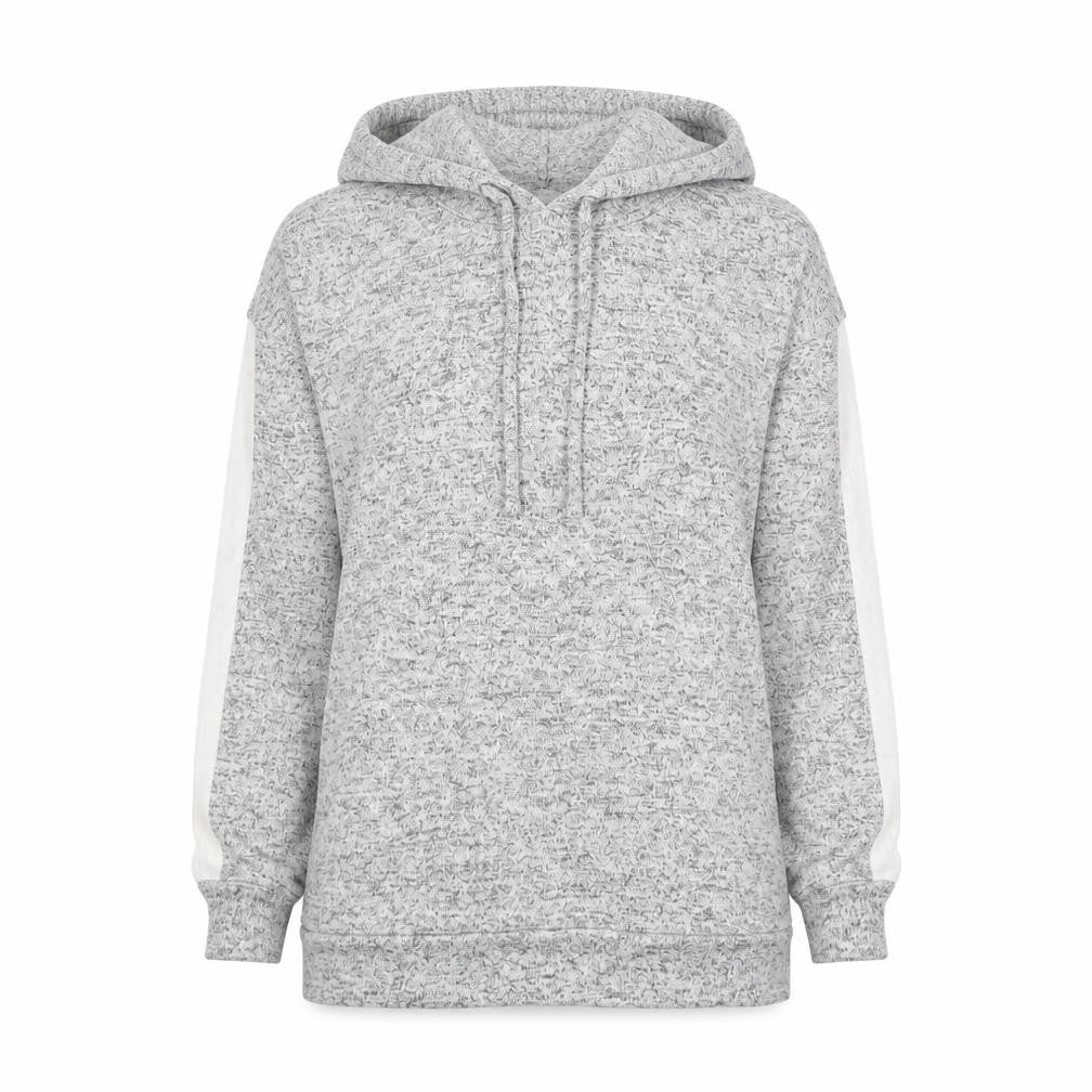 Front view of Papaya women’s grey viscose pullover hoodie, size UK 10, pullover
