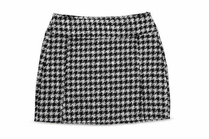 Pull&Bear Womens Black Check Polyester Mini Skirt Size M Zip