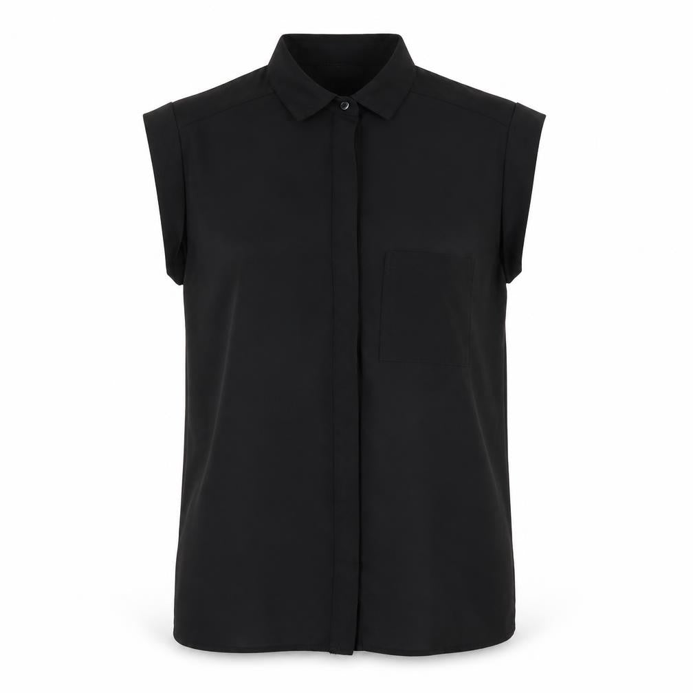Atmosphere Womens Black Polyester Basic Button-Up Size 10 Collared