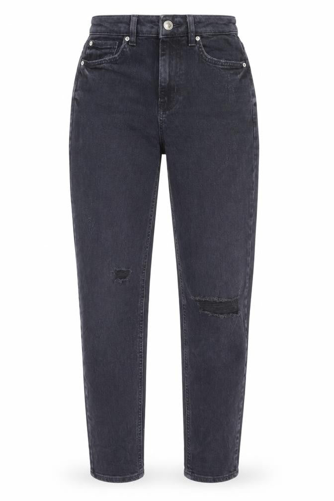 Marks and Spencer Womens Blue Cotton Mom Jeans Size 6 L28 in Regular Zip