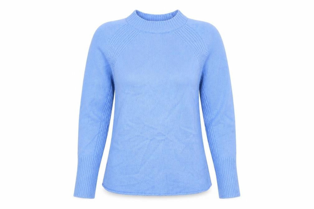 Front view of Marks & Spencer women’s blue round neck polyester jumper, size S