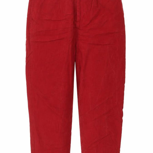 Zara Womens Red Lyocell Trousers Size XS L21 in Regular Zip
