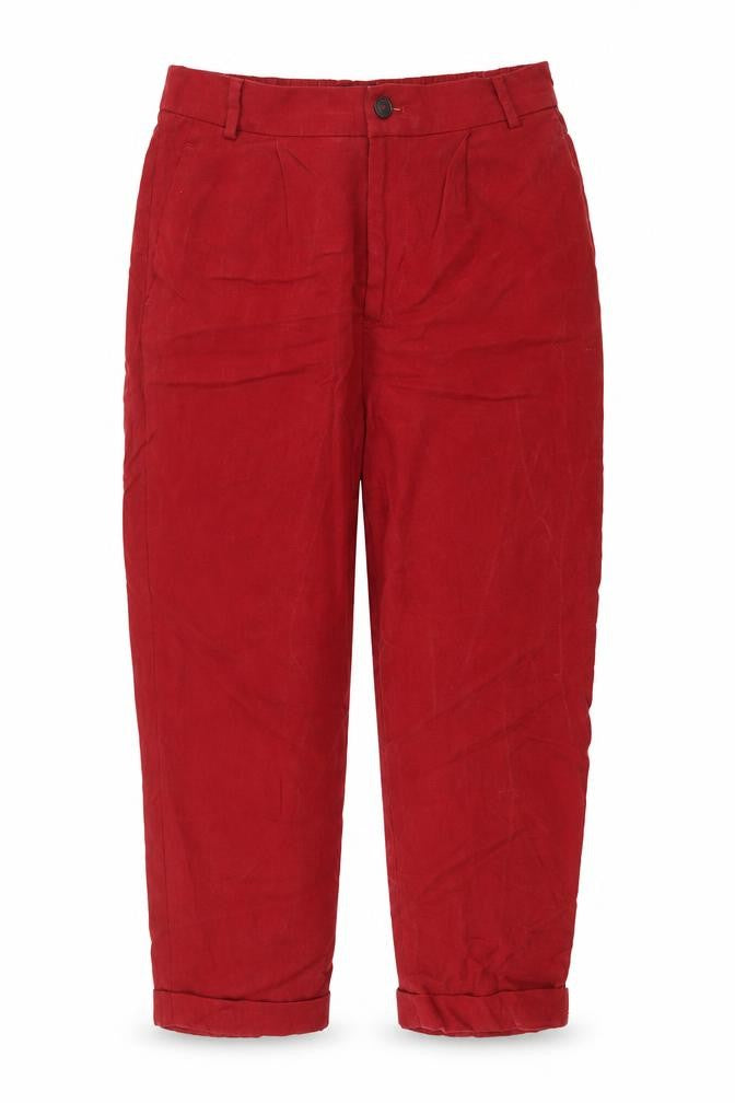 Zara Womens Red Lyocell Trousers Size XS L21 in Regular Zip