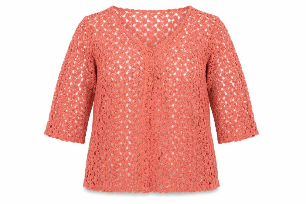 Daxon Womens Orange Polyester Basic Button-Up Size 10 V-Neck