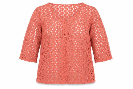 Front view of Daxon women’s orange polyester basic button-up, size UK 10, v-neck