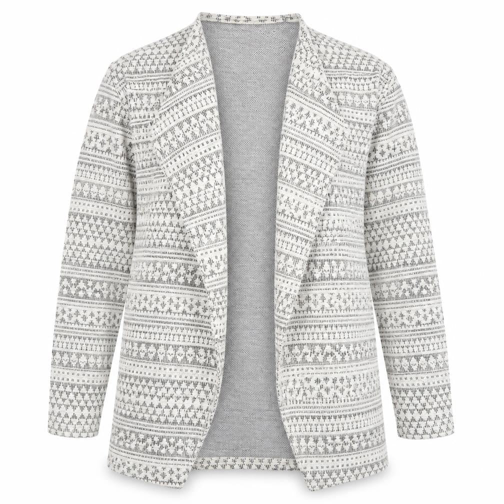 New Look Womens Grey Round Neck Geometric Polyester Cardigan Jumper Size 10