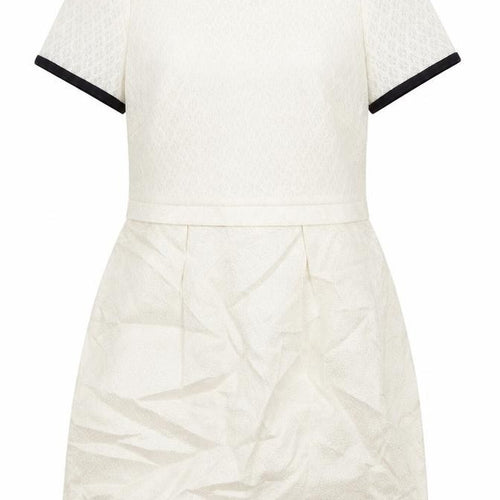 Tasse Tasse Womens Ivory Polyester A-Line Size 10 Round Neck Zip - Lace