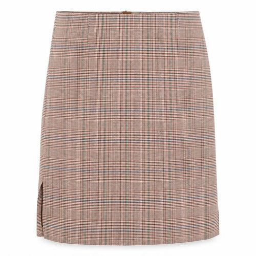 Marks and Spencer Womens Brown Plaid Viscose A-Line Skirt Size 18 Zip