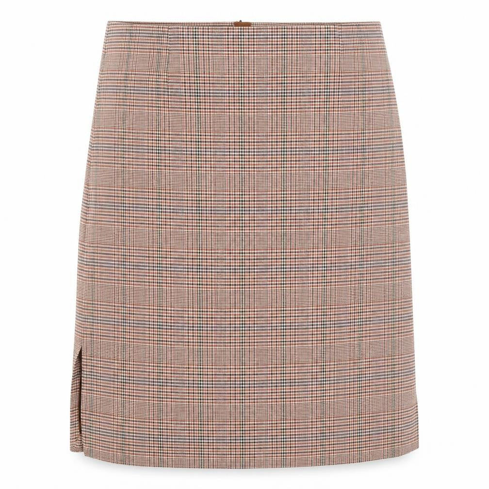 Marks and Spencer Womens Brown Plaid Viscose A-Line Skirt Size 18 Zip