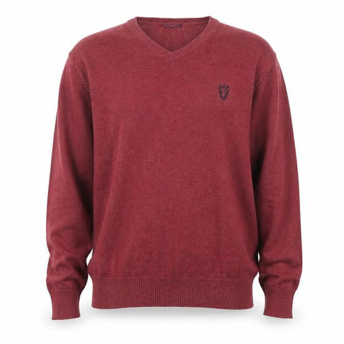 Leisure Club Mens Red V-Neck Cotton Pullover Jumper Size XS
