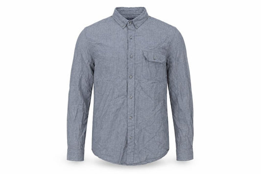 Topman Mens Blue Herringbone Cotton Button-Up Size S Collared Button