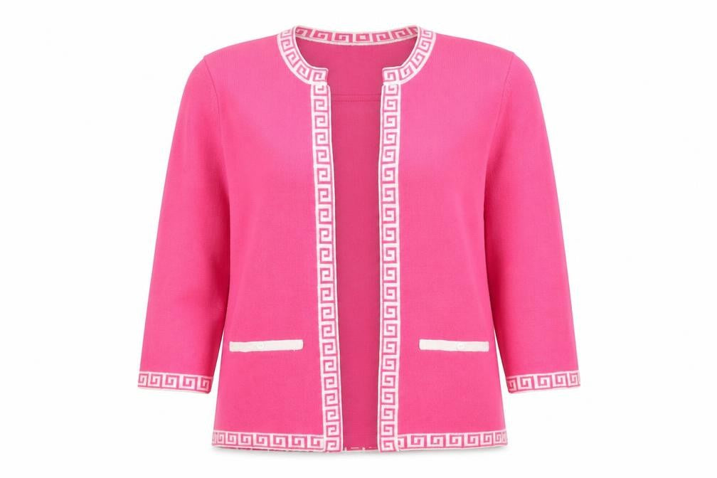FM Collection Womens Pink Scoop Neck Geometric Acrylic Pullover Jumper Size XL