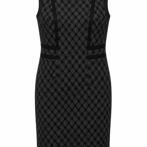 Preworn Womens Grey Geometric Polyester Pencil Dress Size 10 Boat Neck Pullover - Slit