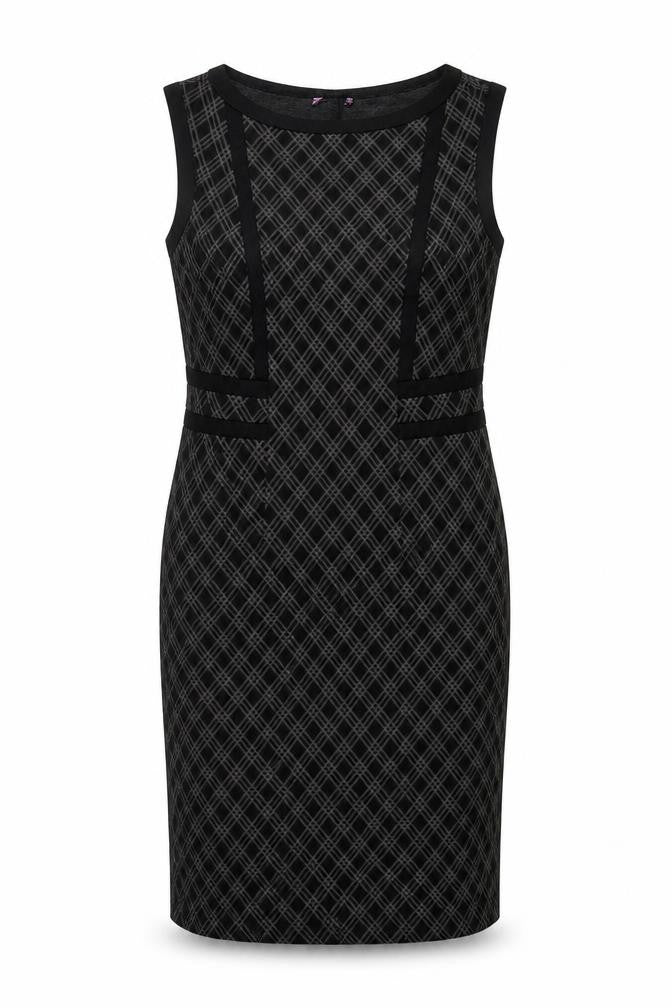 Preworn Womens Grey Geometric Polyester Pencil Dress Size 10 Boat Neck Pullover - Slit