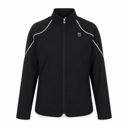 Front view of K-Swiss women’s black jacket, size UK 12, zip