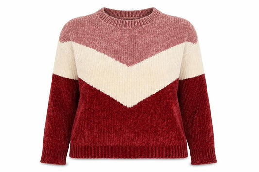 Front view of Papaya women’s multicoloured round neck polyester jumper, size M