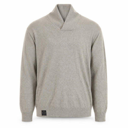 Front view of Next men’s beige collared cotton jumper, size M