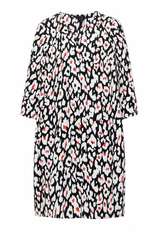 Front view of Marks & Spencer women’s multicoloured geometric polyester a-line, size UK 12, v-neck pullover