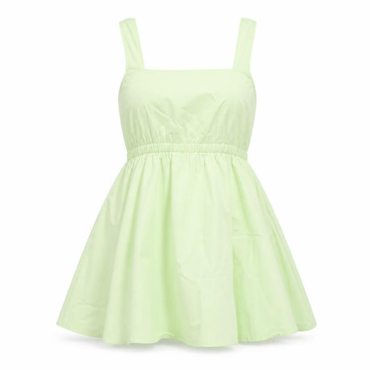 Front view of ASOS women’s green cotton fit & flare, size UK 10, square neck pullover