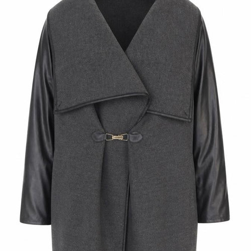 Izabel London Womens Grey Jacket Size 10 Buckle - Faux leather