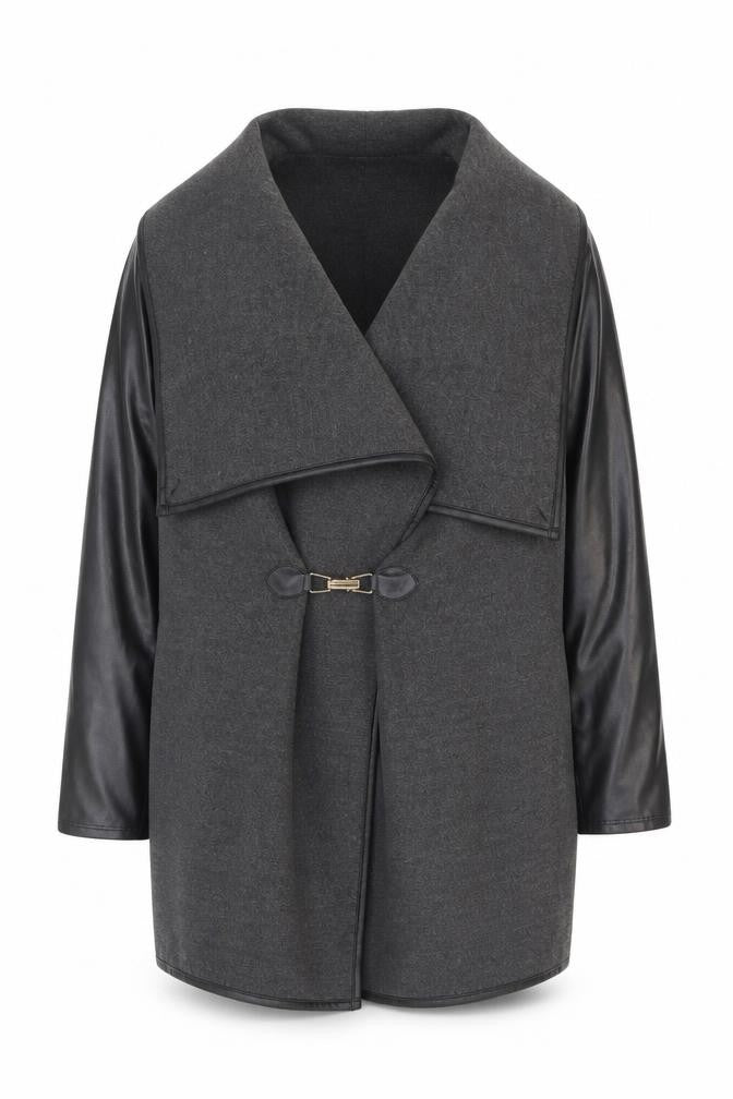Izabel London Womens Grey Jacket Size 10 Buckle - Faux leather