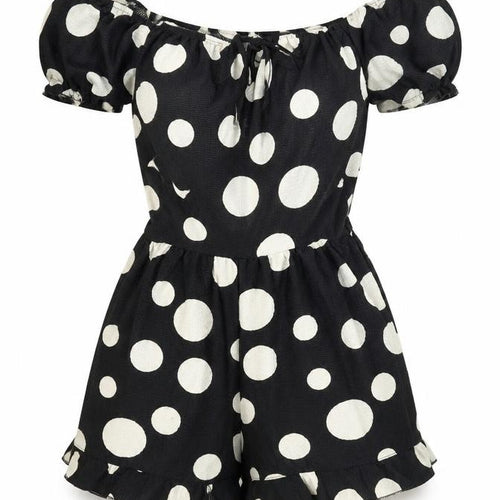 Miss Selfridge Womens Black Polka Dot Polyester Playsuit One-Piece Size 4 Tie