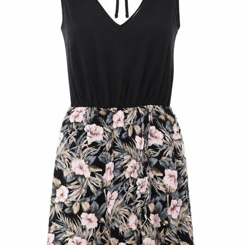 Oasis Womens Black Floral Polyester Fit & Flare Size 10 V-Neck Tie