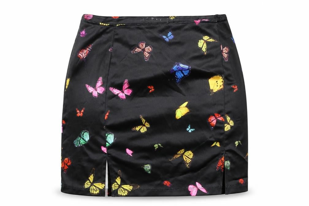 Motel Womens Black Geometric Polyester Mini Skirt Size S - Butterflies
