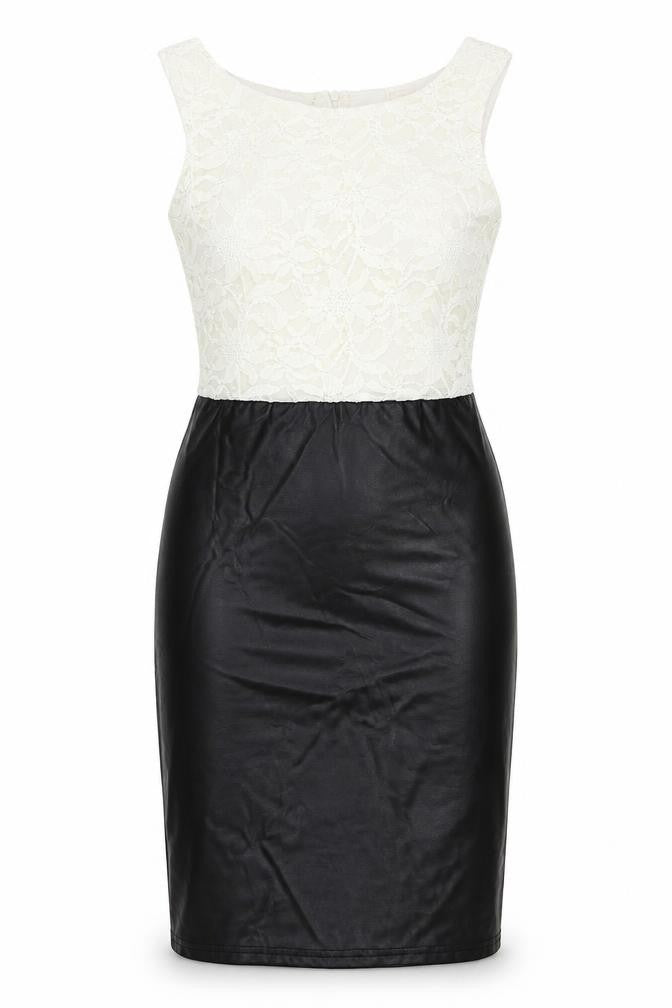 Front view of Silk women’s multicoloured floral polyester bodycon, size UK 12, boat neck zip