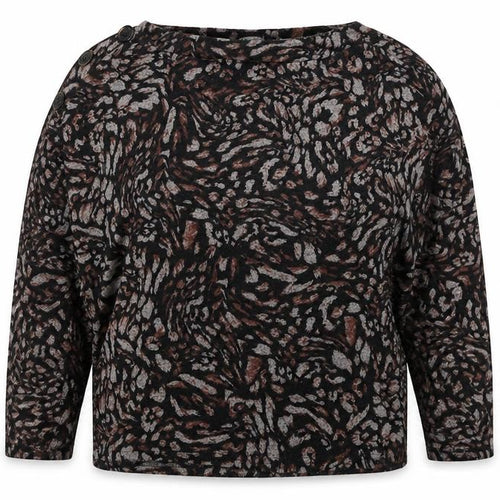 Dorothy Perkins Womens Black Animal Print Viscose Basic Blouse Size 12 Boat Neck
